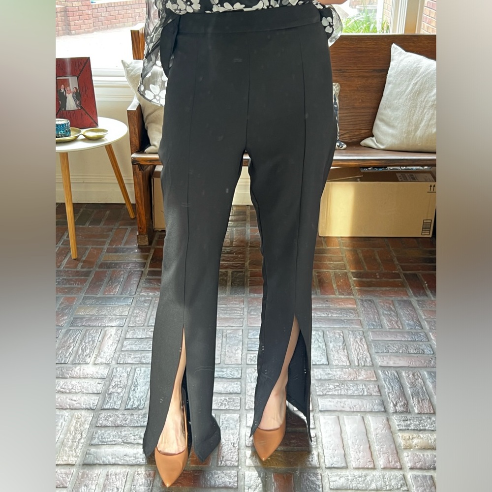 Black Split-Hem Women's Dress Pants - Sleek Tailored Fit